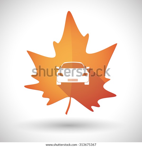 Illustration\
of an isolated autumn leaf icon with a\
car