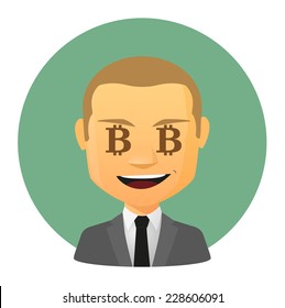 Illustration of an isolated avatar with a bitcoin sign