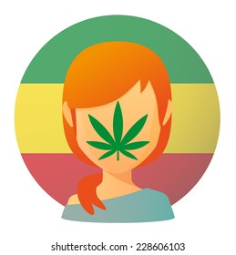 Illustration of an isolated avatar with a marijuana leaf