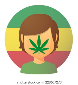 Illustration of an isolated avatar with a marijuana leaf