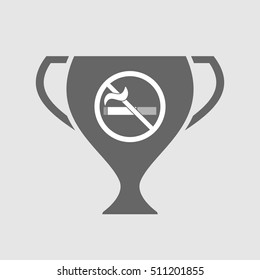 Illustration of an isolated award cup vector icon with  a no smoking sign