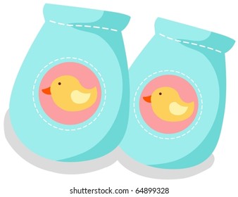 illustration of isolated baby gloves on white background