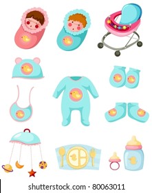 illustration of isolated baby set of clothes on white