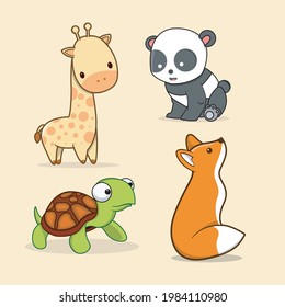 illustration of isolated baby wild animals set
