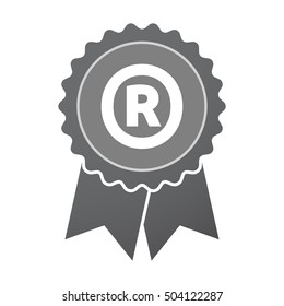 Illustration of an isolated badge icon with    the registered trademark symbol