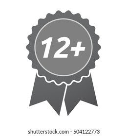 Illustration of an isolated badge icon with    the text 12+