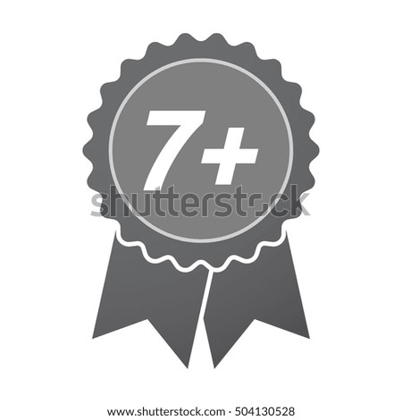 Illustration of an isolated badge icon with    the text 7+