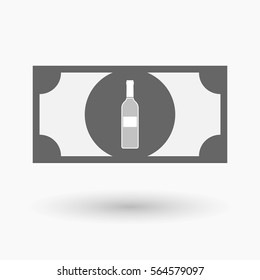 Illustration of an isolated bank note with a bottle of wine