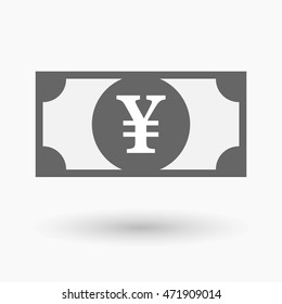 Illustration of an isolated bank note icon with a yen sign