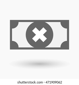 Illustration of an isolated bank note icon with an x sign