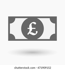 Illustration of an isolated bank note icon with a pound sign