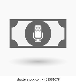 Illustration of an isolated bank note icon with  a microphone sign