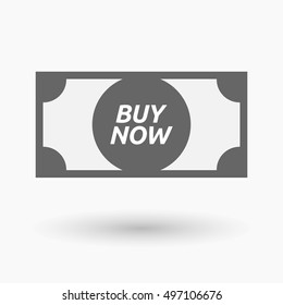 Illustration of an isolated bank note icon with    the text BUY NOW