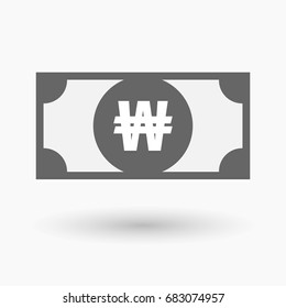 Illustration of an isolated bank note with a won currency sign