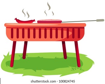 illustration of isolated barbecue stove on white