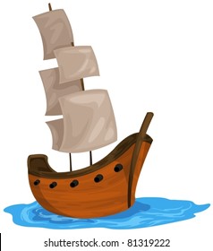 illustration of isolated  bark boat on white background