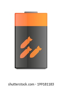 Illustration of an isolated battery with an icon