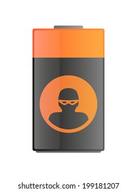 Illustration of an isolated battery with an icon