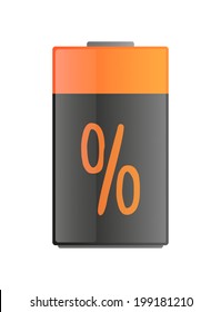 Illustration of an isolated battery with an icon