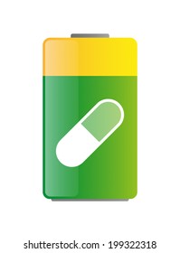Illustration of an isolated battery with an icon
