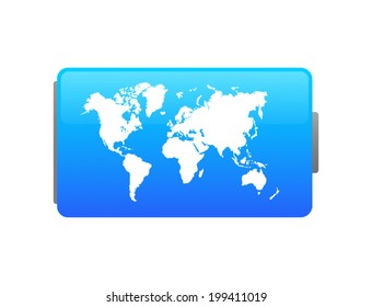 Illustration of an isolated battery with an icon