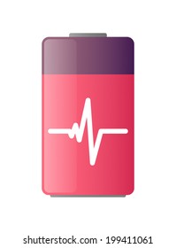 Illustration of an isolated battery with an icon