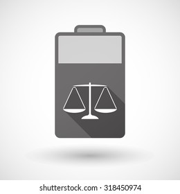 Illustration of an isolated battery icon with a justice weight scale sign