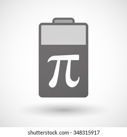 Illustration of an isolated battery icon with the number pi symbol