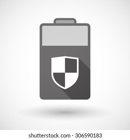 Illustration of an isolated battery icon with a shield