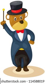 illustration of isolated bear magician on white
