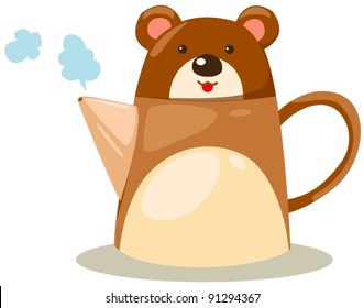 illustration of isolated  bear pot or tea pot on white