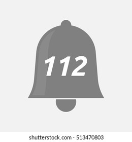 Illustration of an isolated bell icon with    the text 112