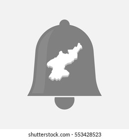 Illustration of an isolated bell with  the map of North Korea