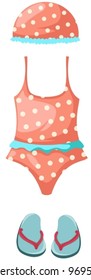 illustration of isolated bikini and flip flop on white