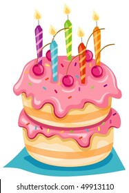 illustration of isolated a birthday cake on white background