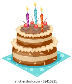 illustration of isolated a birthday cake on white background