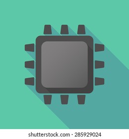 Illustration of an isolated black CPU icon