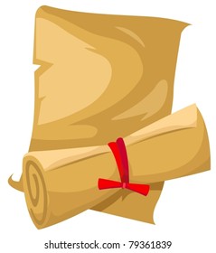 illustration of isolated blank paper scroll on white background