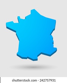 Illustration Of An Isolated Blue France Map Icon