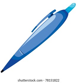 illustration of isolated blue pen on white background