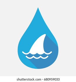 Illustration of an isolated blue water drop with a shark fin
