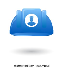 Illustration of an isolated blue work helmet with a diving goggles