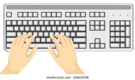 illustration of isolated body part hands using keyboard