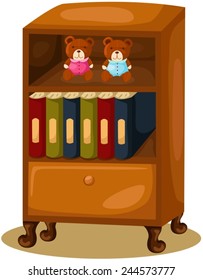 illustration of isolated bookcase on white 