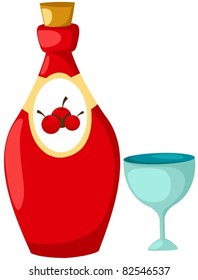 illustration of isolated a bottle with glass