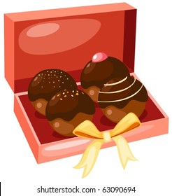illustration of isolated box of chocolate cakes on white background
