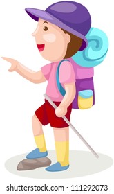 illustration of isolated boy with backpack on white