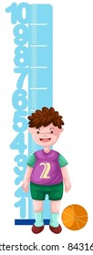 Illustration Of Isolated Boy With Height Scale On White