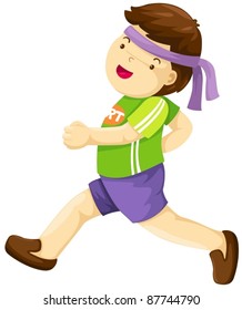 illustration of isolated boy running  on white background