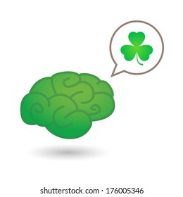 Illustration of an isolated  brain  with a clover icon